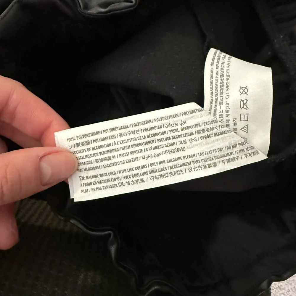 Abercrombie & Fitch Straight Leg Black Faux Leather Paper Bag Pants High Rise - Picture 5 of 5